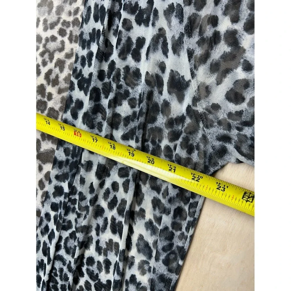 ODDI Womens Grey Leopard Print Mesh Duster Cardigan One Size T62997P Made in USA